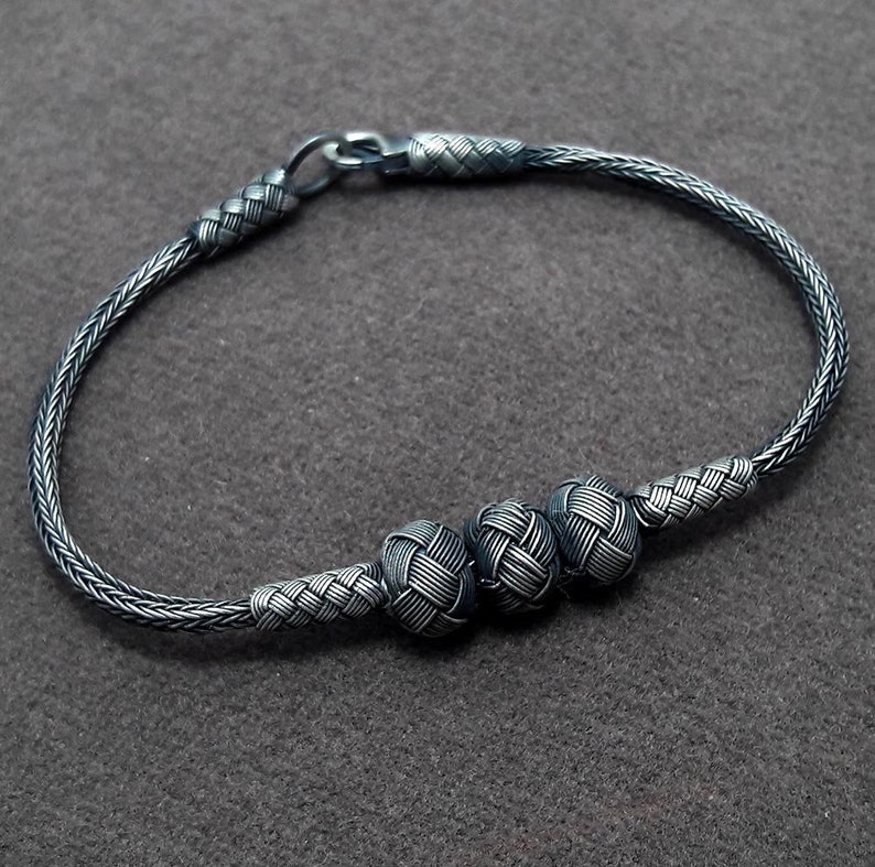 Handmade Sterling Silver Kazaziye Bracelet - 999 Silver, Unisex Braided Design For Men & Women - View #7