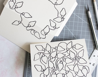 Print-At-Home Envelope + Card Design PDF: Christmas Lights