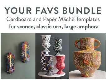 Cardboard & Paper Mâché Templates PDF: BUNDLE of 3 - Your Favs - Classic Urn, Sconce, Large Amphora