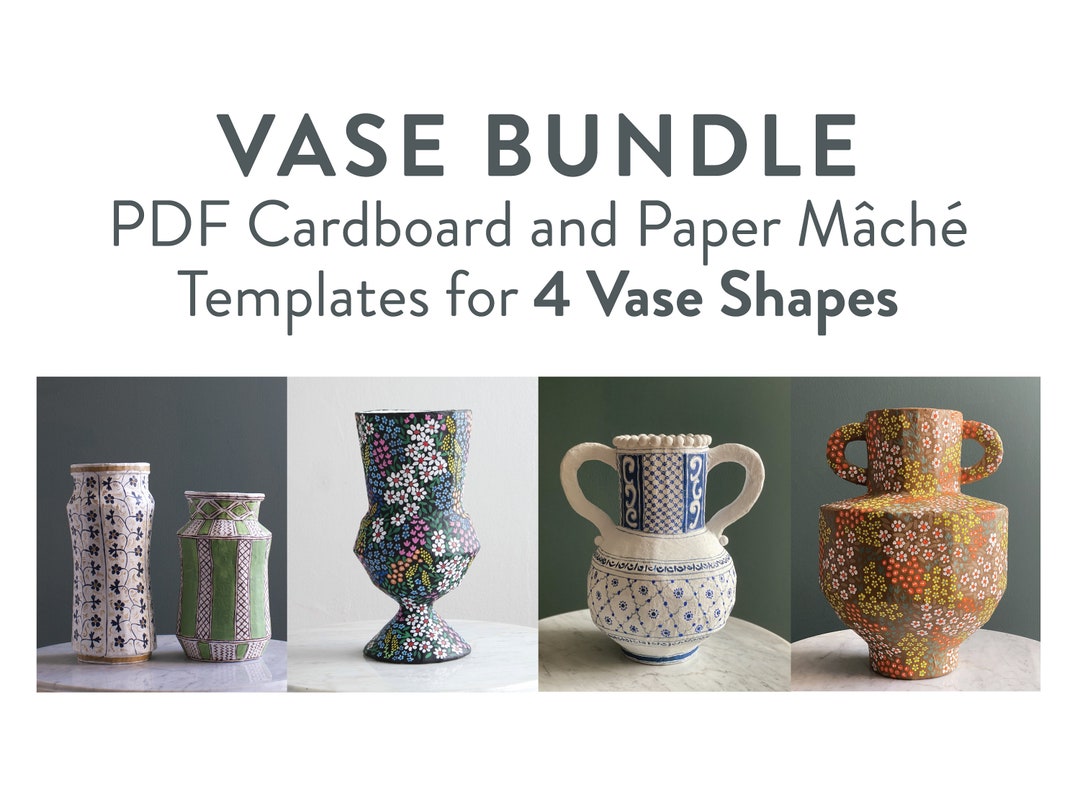Cardboard & Paper Mâché Templates PDF VASE BUNDLE of 4 Classic Urn