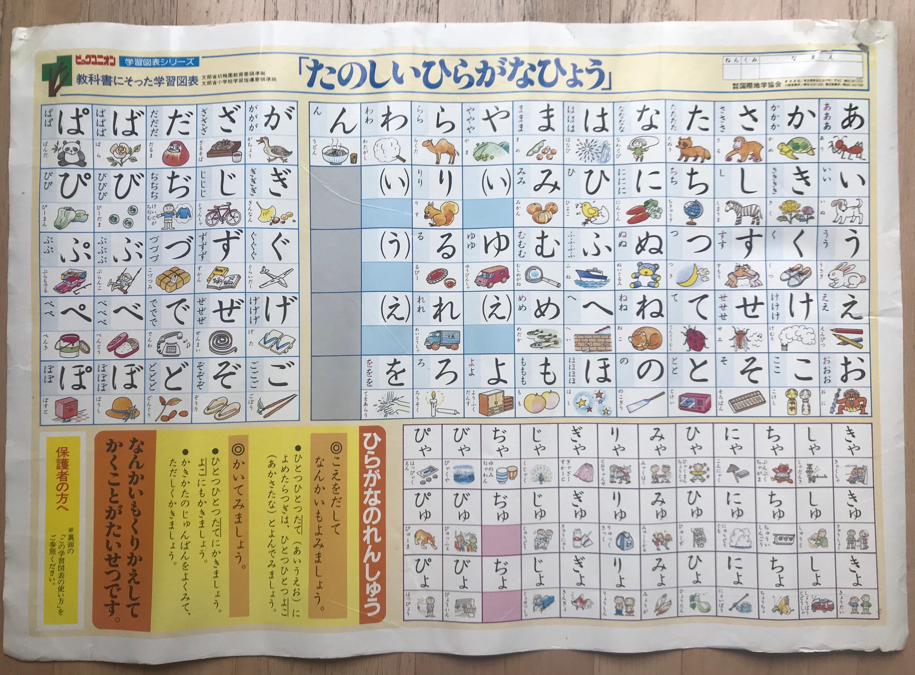 Hiragana Chart From Japanese Ministry Of Education Etsy