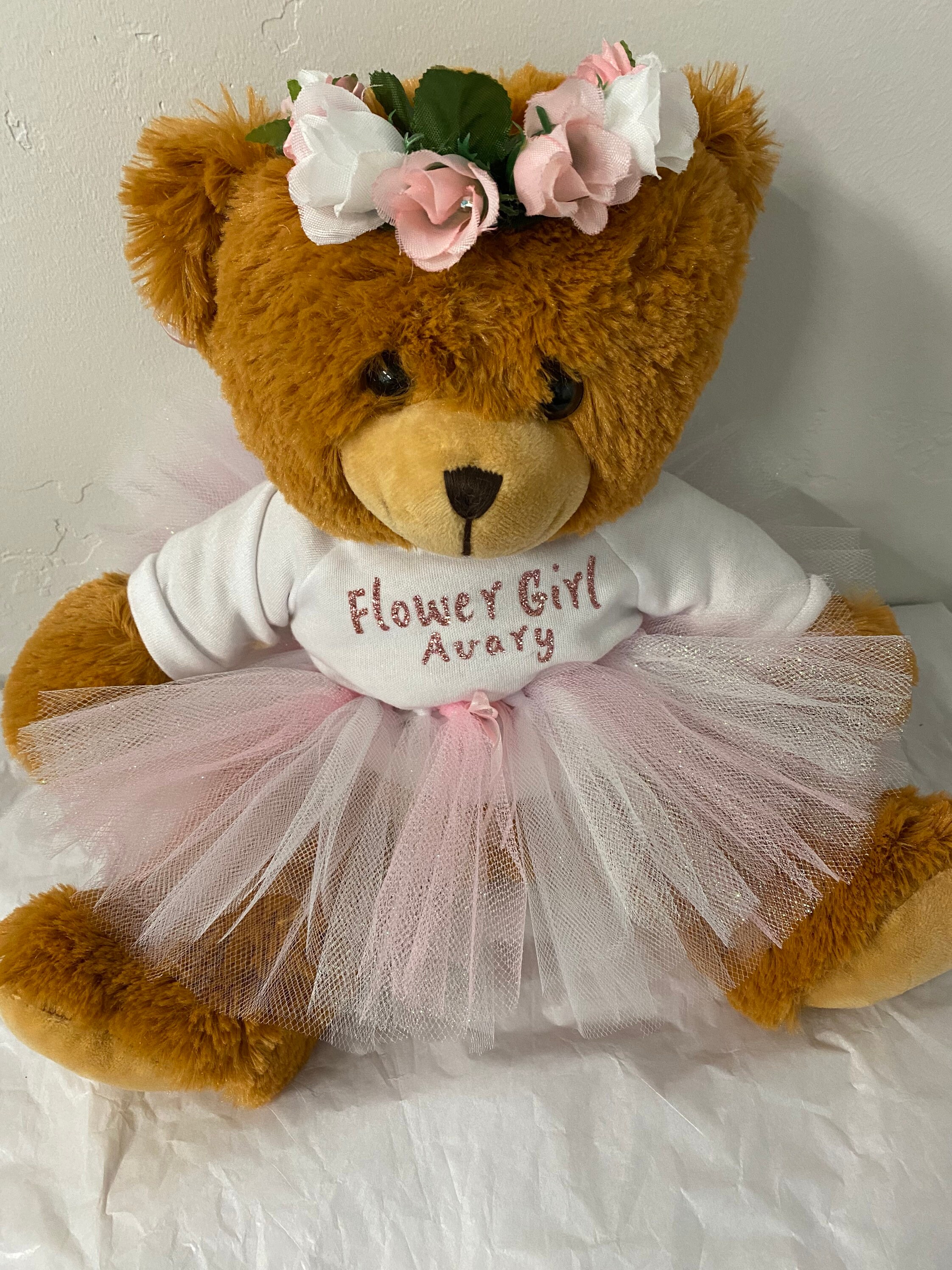 Personalized Flower Girl Teddy Bear Etsy