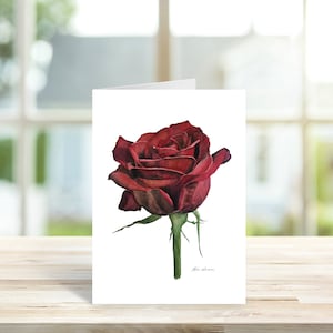 Carte de voeux imprimable rose rouge, carte de correspondance vierge, carte florale, carte botanique