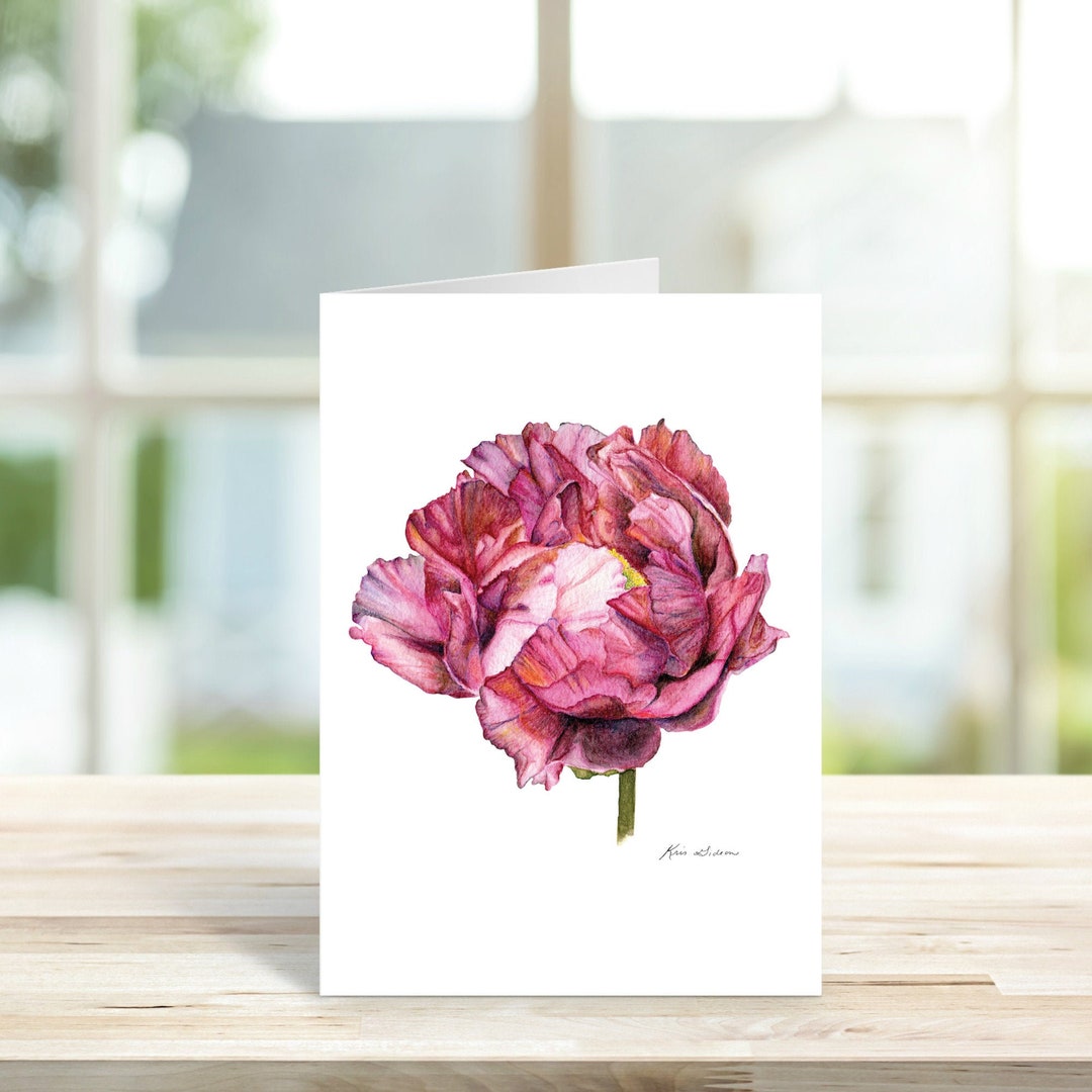Pink Peony Greeting Card, Floral Card, Blank Card, Printable Card ...