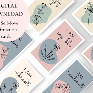 Affirmation Cards Printable, Manifestation Cards, I am Enough Positive Daily Affirmations, Motivational Quotes, Mindfulness Cards