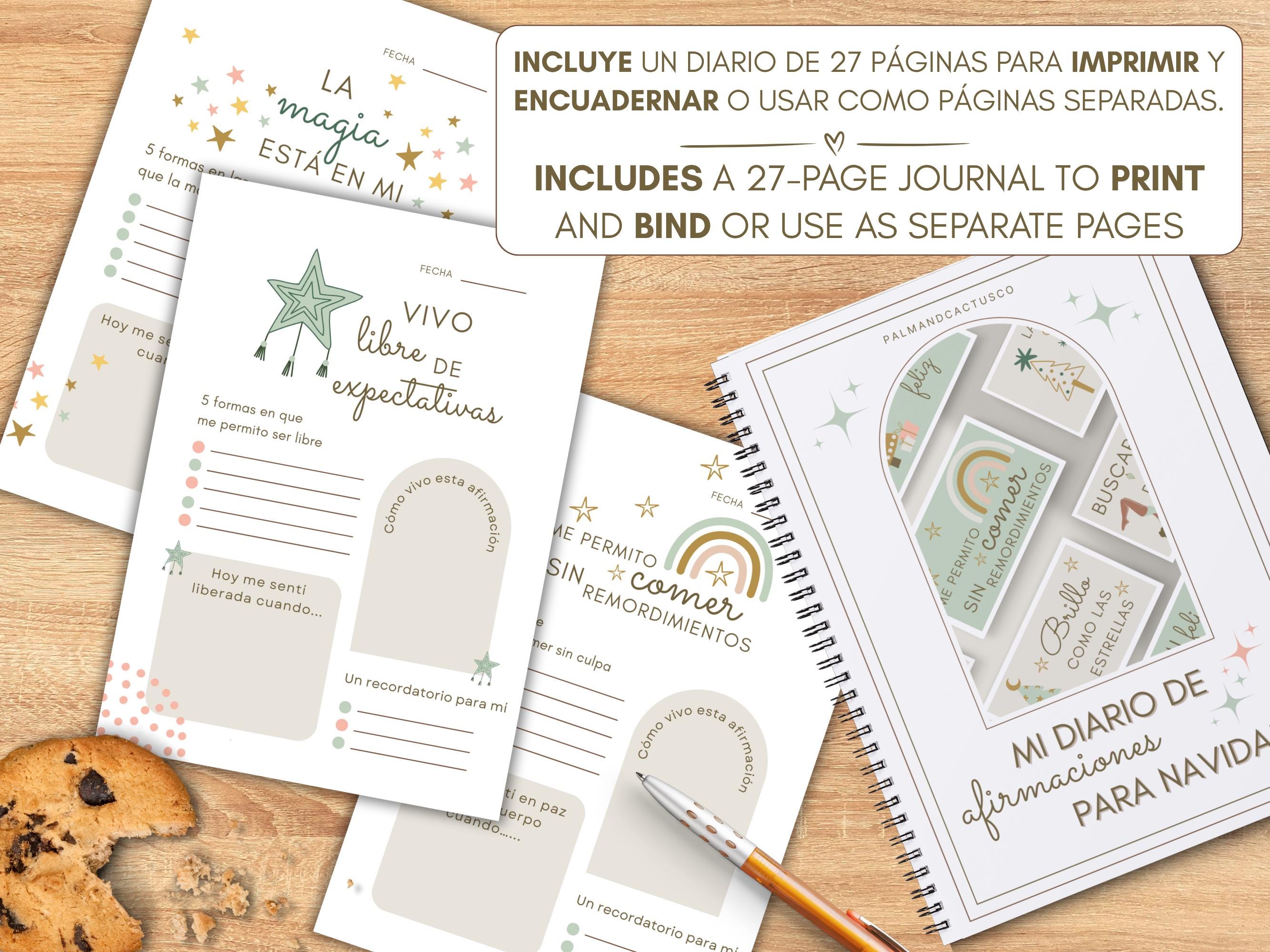 Spanish Christmas Affirmation Cards & Journal - Printable Self Care Kit ...