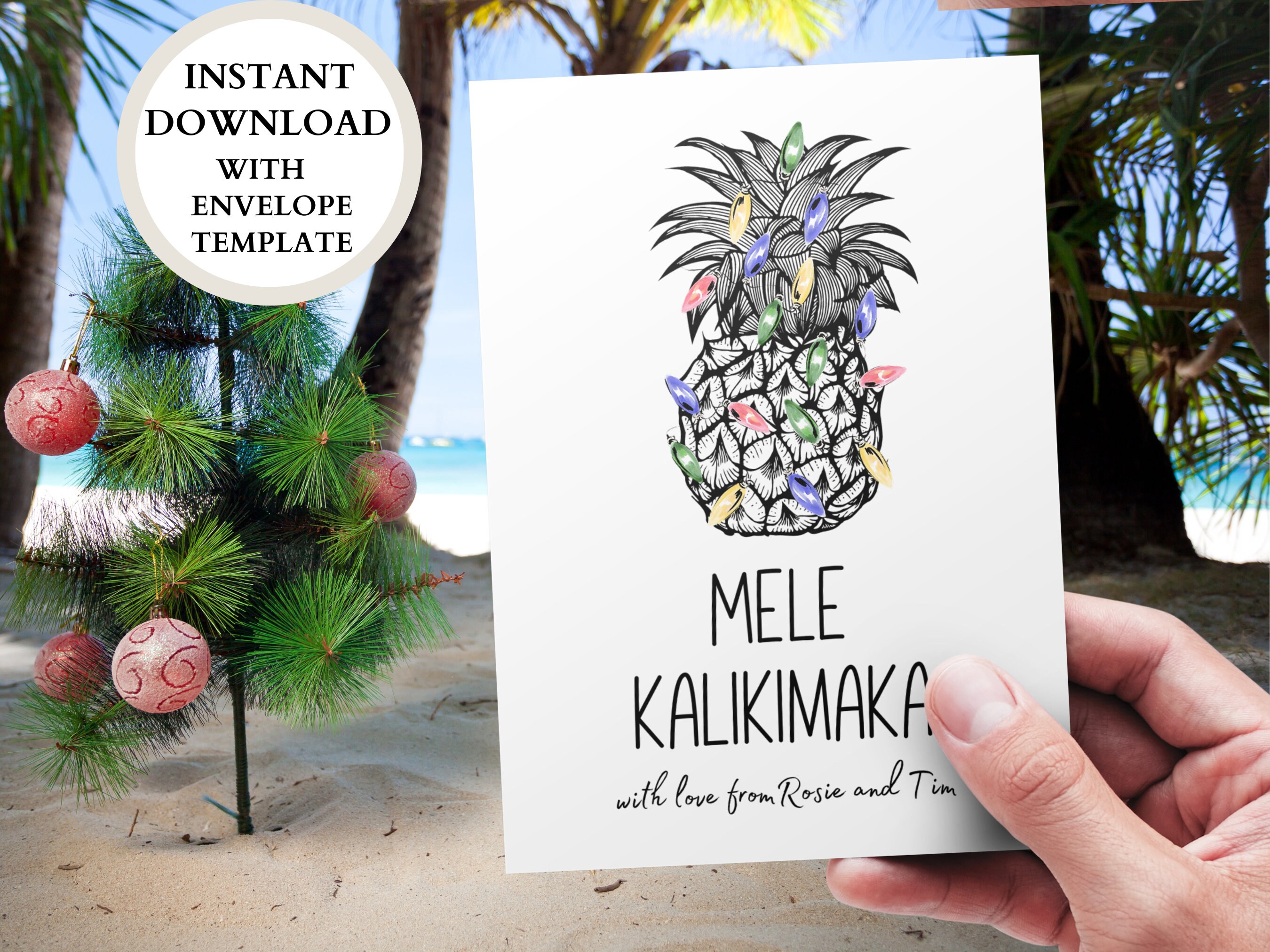 Editable Canva Template: Mele Kalikimaka Holiday Card - Etsy