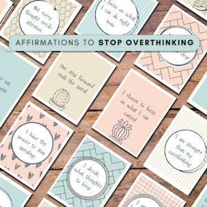 Overthinking Printable Affirmation Cards - For Rumination, Emotional Regulation, and Mind Control (PDF)