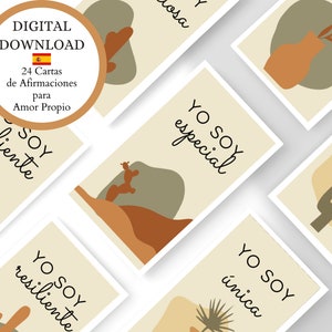 SPANISH Affirmation Cards Printable, Desert Theme Self Care Flashcards, Positive Daily Affirmations, Motivational Cards, Mindfulness Cards