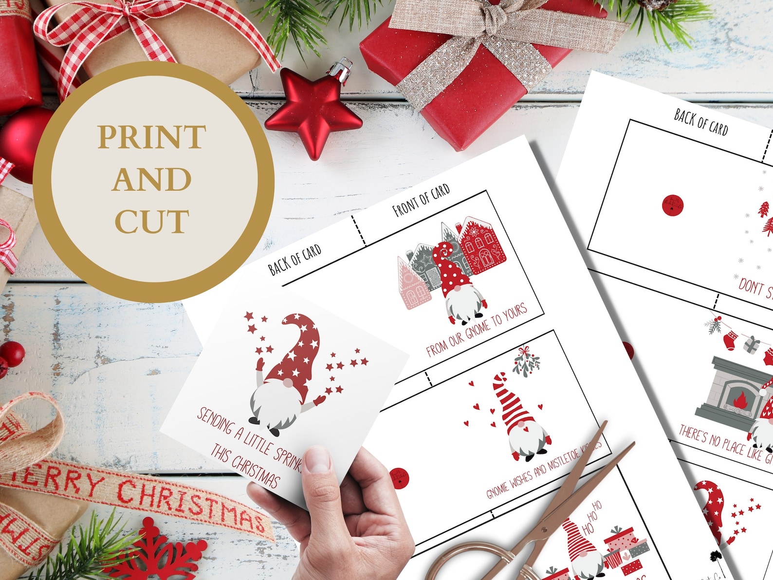 Scandinavian Gnome PRINTABLE Christmas Cards With Envelopes - Etsy