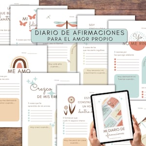 Self Love Affirmation Journal in Spanish, Printable Guided Prompts (Digital PDF)