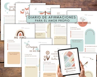 Affirmation Journal zur Selbstliebe auf Spanisch, druckbare Anleitung (digitales PDF)