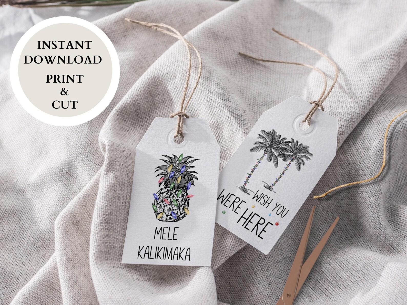 Tropical Christmas Gift Tags Printable Mele Kalikimaka Beach Etsy