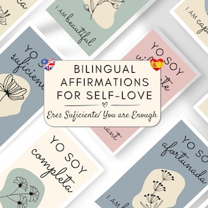 Español a Inglés, Tarjetas de Afirmación para Amor Propio, Afirmaciones Positivas Diarias, Cartas de Manifestación, Tarjetas de Motivación