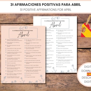 Lista de Afirmaciones en Español para Abril, Frases Positivas Imprimibles, Cartas de Amor Propio, Superación Personal