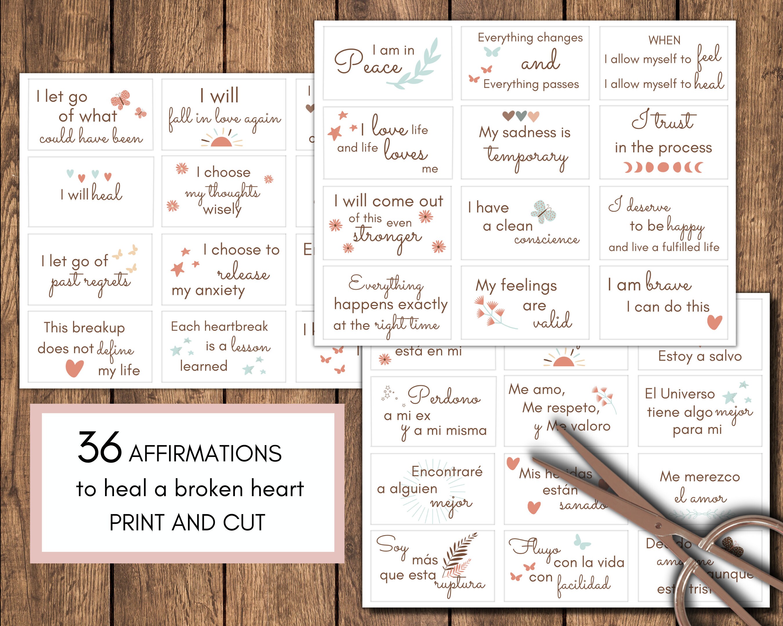 Breakup Affirmation Jar, PRINTABLE Affirmation Cards for Self-love ...