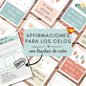 Tarjetas de Afirmación en Español para los Celos Imprimibles, Habilidades de Afrontamiento, Hoja de Trabajo de Superación Personal, TCC