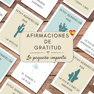 Tarjetas de Afirmación de Gratitud en Español, Frases de Agradecimiento Imprimibles, Cartas de Manifestación, Auto cuidado y Mindfulness