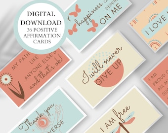 Boho Affirmation Cards, Positive Daily Mantras (Digital Download)