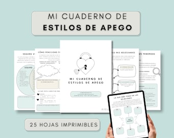 Attachment Styles Digital Workbook in Spanish– Therapy Worksheets for Anxiety, Emotional Regulation & Healing