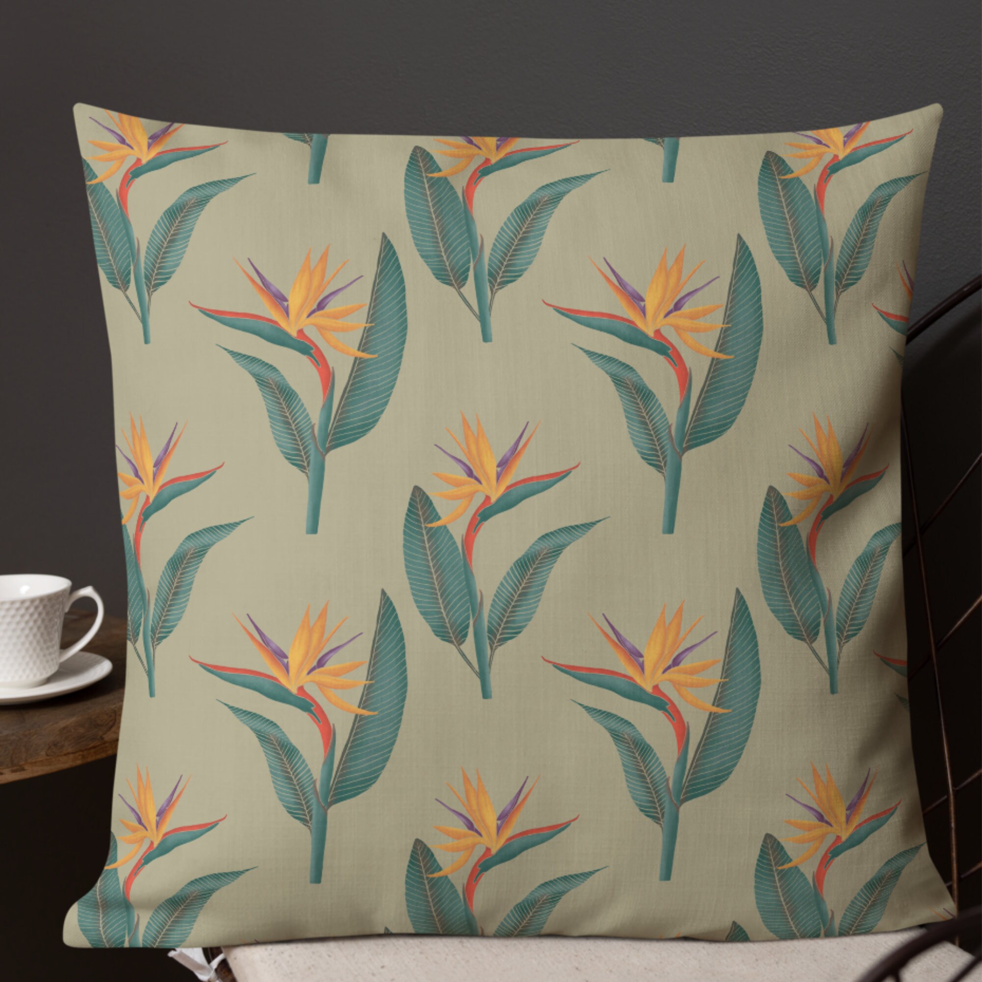 Bird of Paradise Premium Pillow Case / Tropical Cushion Cover Etsy