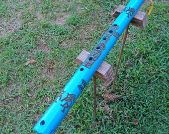 Native American style turquoise Kokpelli Flute key F 440