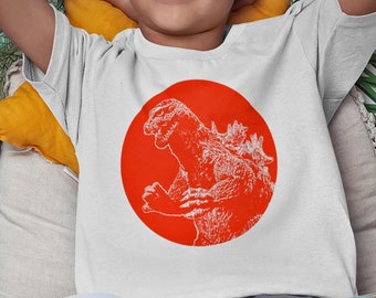 Red Circle Godzilla Shirts for Kids (White Tee)