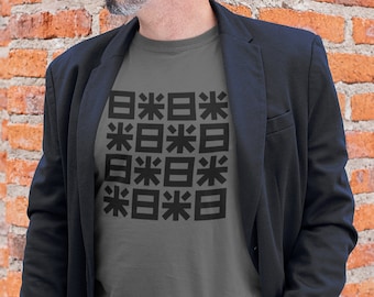 Nichibei (Japanese American or Japan America) pattern design, Unisex/Mens sizes, Soft slim dark gray cotton T.