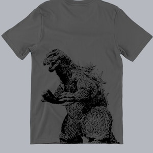Camiseta con Godzilla en la espalda para niños (gris oscuro)