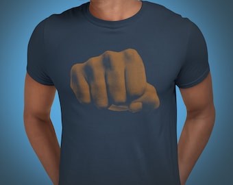 Fist, Unisex/Mens sizes, Soft slim cotton T in navy blue.