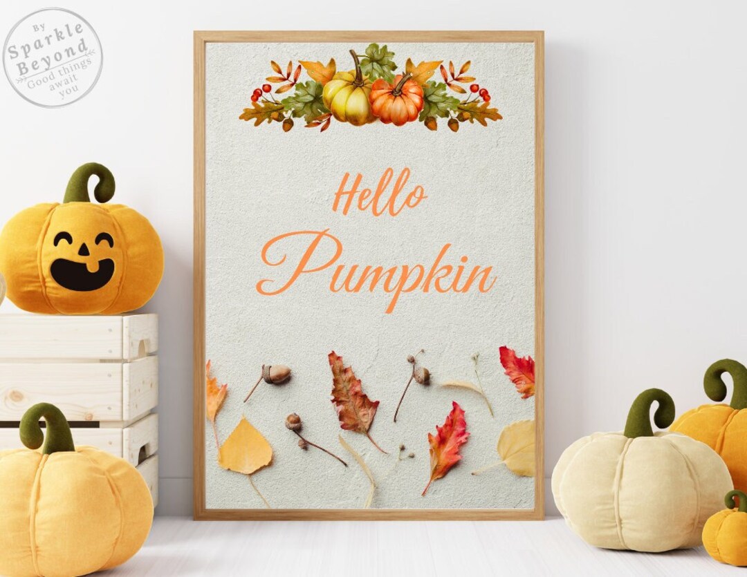 Hello Pumpkin Home Decor Printable Autumn Home Decor Autumn Etsy