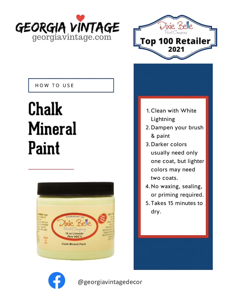 K&ouml;nnte beinhalten: Ein 473 ml Glas Dixie Belle Chalk Mineral Paint in Limeade, einer hellgelben Farbe. Das Glas hat einen schwarzen Deckel und ein wei&szlig;es Etikett mit dem Dixie Belle Logo und Produktinformationen. Der Text "Top 100 Retailer 2021" ist im Hintergrund sichtbar.