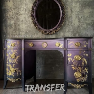 A Bird Song - Kacha Decor Gold Foil Transfer - Furniture Transfer - 18&quot; x 24&quot;  - Redesign by Prima