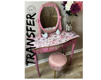 SOFT WINTERY FLORAL - Decor Transfer - 24" x 37" - Rub on Furniture & Craft Image - Dixie Belle