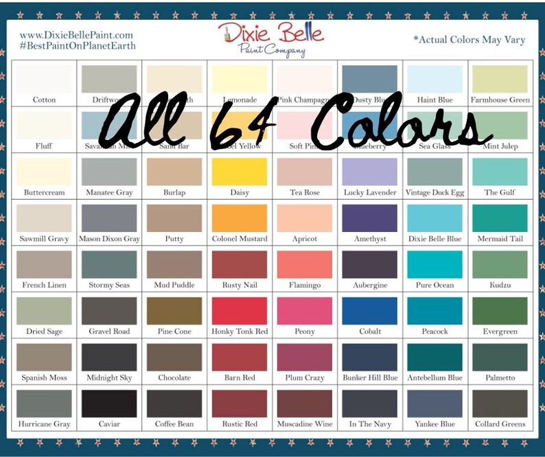 ALL 64 PAINT COLORS Dixie Belle Chalk Mineral Paint Best Etsy