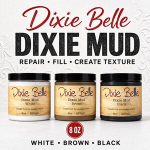 Mud | Wood Filler | Raised Stencil Paste | Dixie Belle Mud 8 oz | Furniture Repair & Texture Paste | White, Brown or Black