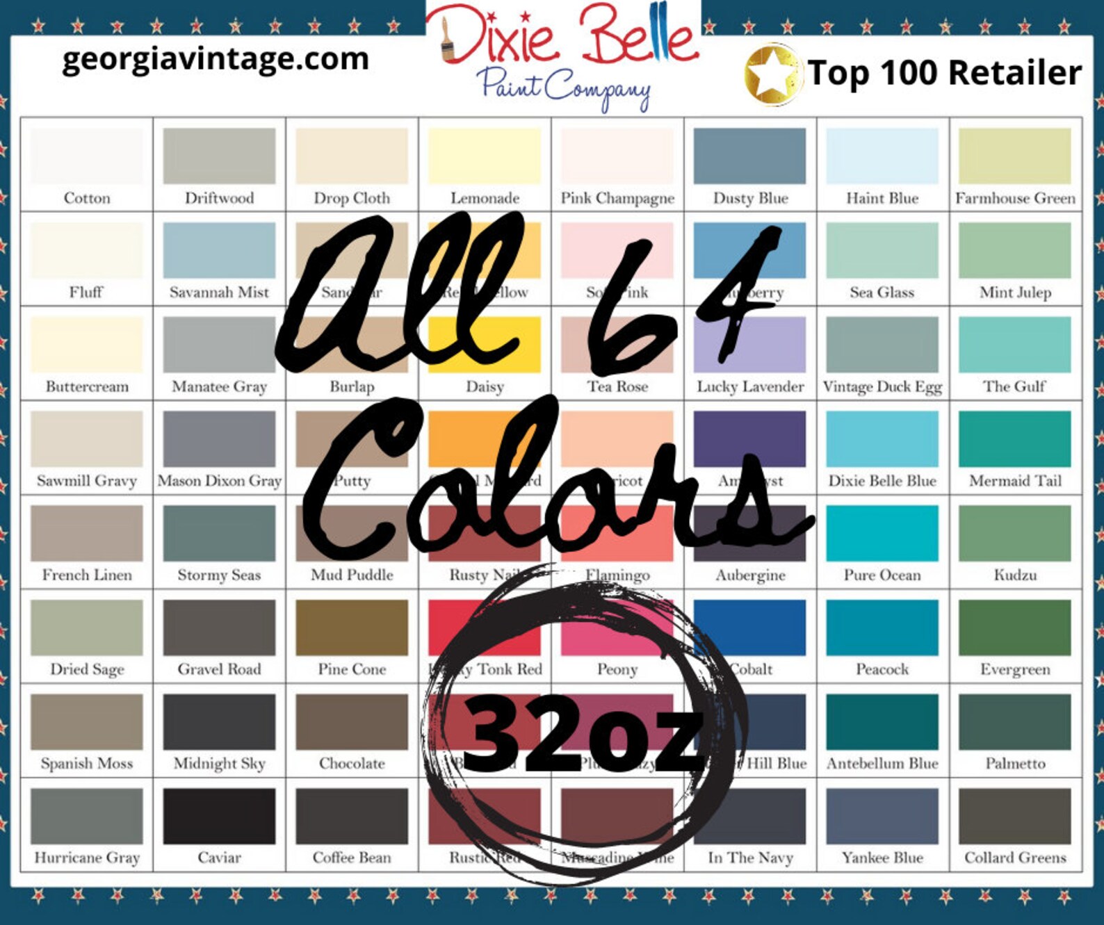 32oz Dixie Belle ALL 64 PAINT COLORS Chalk Mineral Paint Etsy