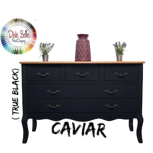 True Black, CAVIAR, Black Chalk Mineral Paint, Dixie Belle, Furniture Paint