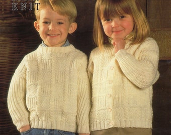 Child’s sweater and cardigan knitting pattern. DK PDF Digital download