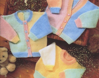Modèle de tricot pour bébés garçons et filles pastel cardigan pull-overs Modèle vintage PDF Téléchargement numérique instantané