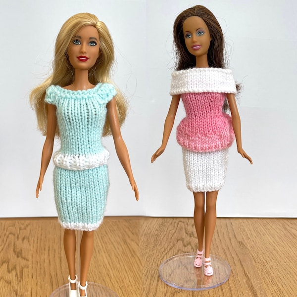 knitting patterns for Barbie doll PDF instant download DK 2 easy modern patterns