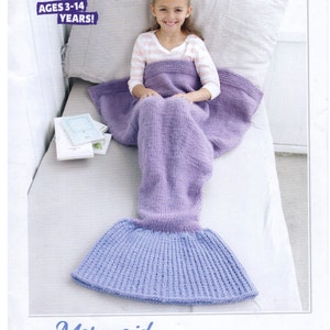 Mermaid blanket knitting pattern, pdf digital download,super-chunky, ages 3-14 years, cosy blanket, easy knit
