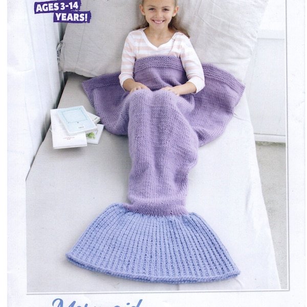 Mermaid blanket knitting pattern, pdf digital download,super-chunky, ages 3-14 years, cosy blanket, easy knit