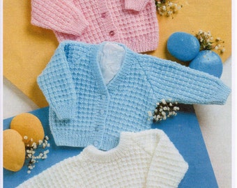 Babys Cardigans und Pullover DK/Double Knit Grössen: 12-22" Frühchen bis 2 Jahre, PDF Strickanleitung sofort download