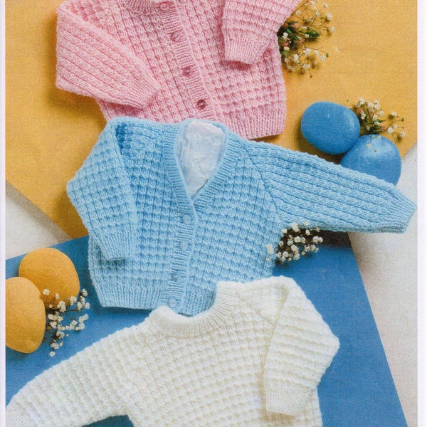 Babies Cardigans and sweater DK/Double Knit  Sizes: 12-22" Premature to 2 Years, PDF Knitting Pattern instant download