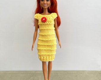 Knitting pattern for an easy to knit dress for Barbie in DK, PDF instant download