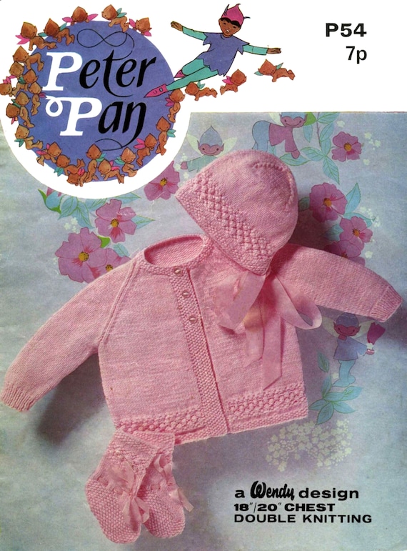 Baby knitting pattern for Baby coat, bonnet and Bootees, size 18-20 inches. Pdf file instant download, DK, vintage paattern, easy knit