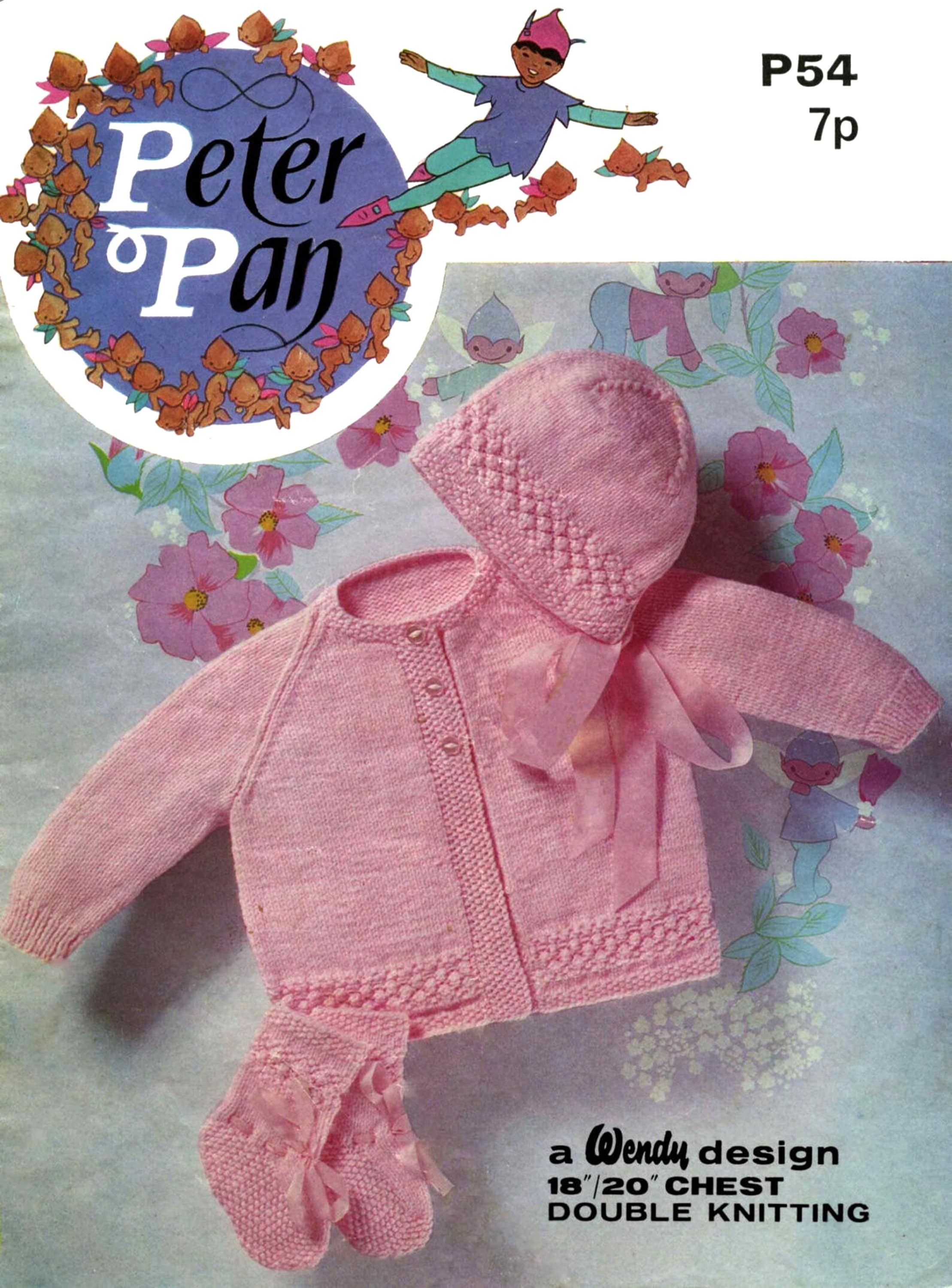 Baby knitting pattern for Baby coat, bonnet and Bootees, size 18-20 inches. Pdf file instant download, DK, vintage paattern, easy knit
