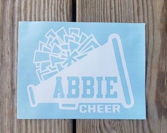 Cheerleading Personalized name  Car Decal, Pom Pom decal, Sports Decal, Cheerleading decor, Personalized decal, School, Sports, Football