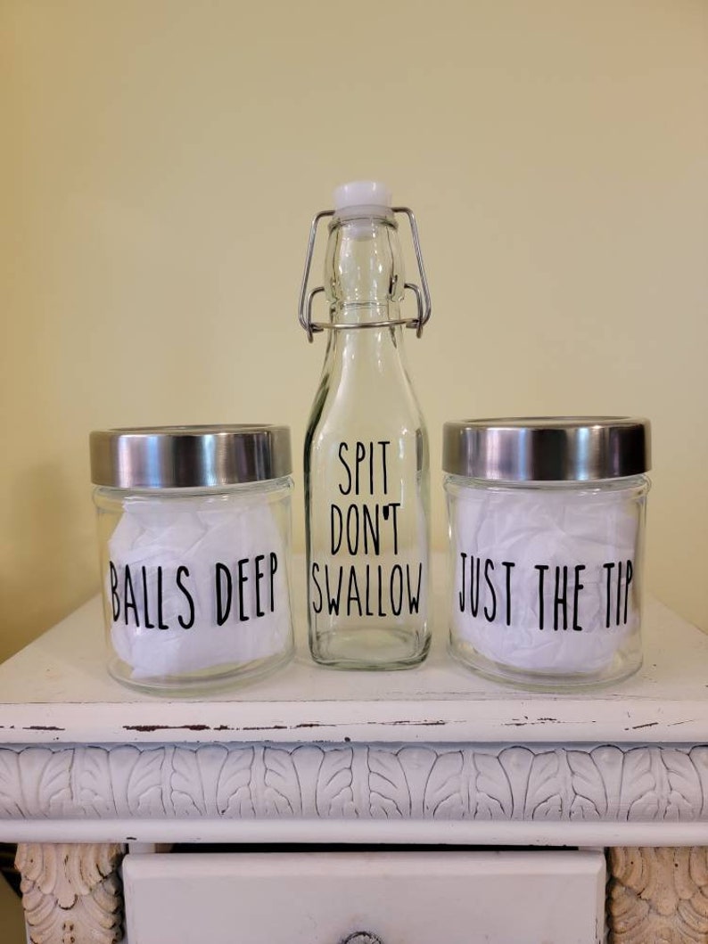 Bathroom Jars With Mouthwash Bottle funny Bathroom Decor Etsy